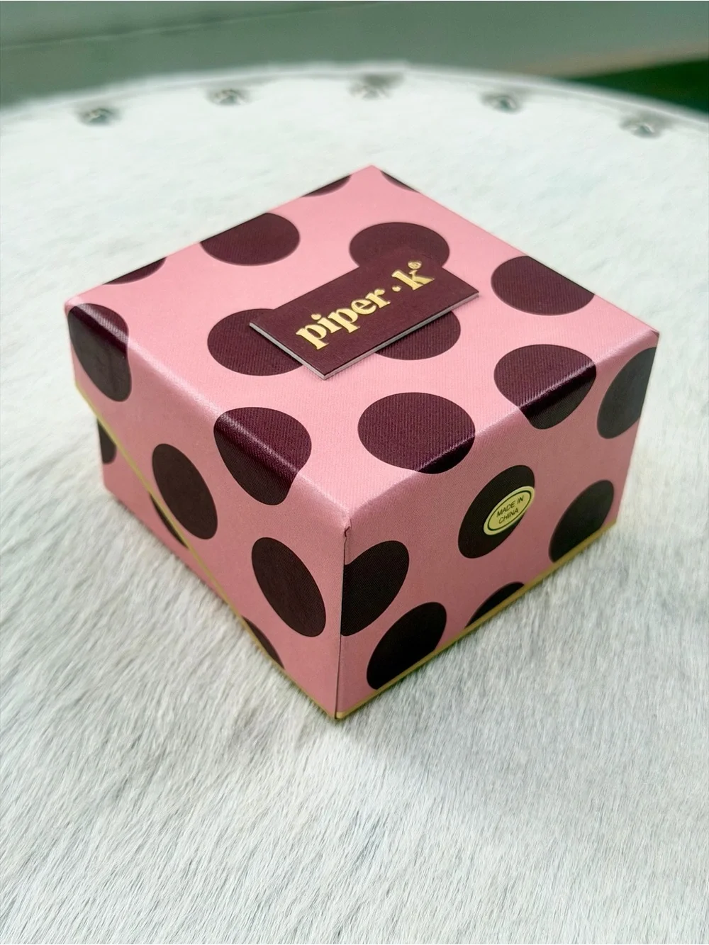 Piper K Mahjong Tile Huggie Drop Earrings Pink Enamel Gold Nickel Free Twee NIB